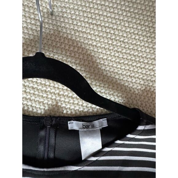 Bar III Women's Black & White Striped Fit & Flare Dress Knee Length - Picture 5 of 5
